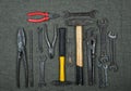 ÃÂ hand tools: hammer, saw, adjustable wrench, screwdriver, open-end wrenches, pliers, etc. Royalty Free Stock Photo